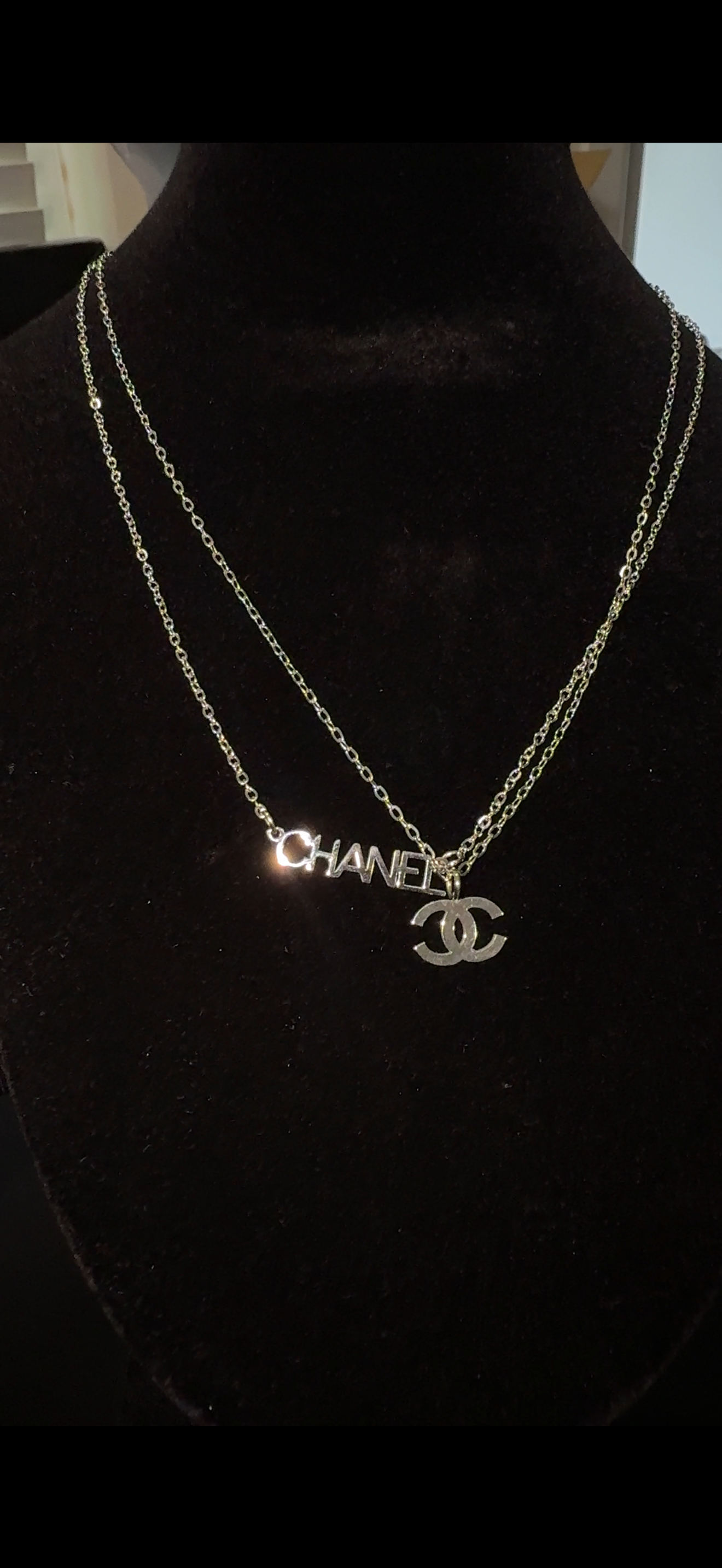 Small Silver “CC” Necklace