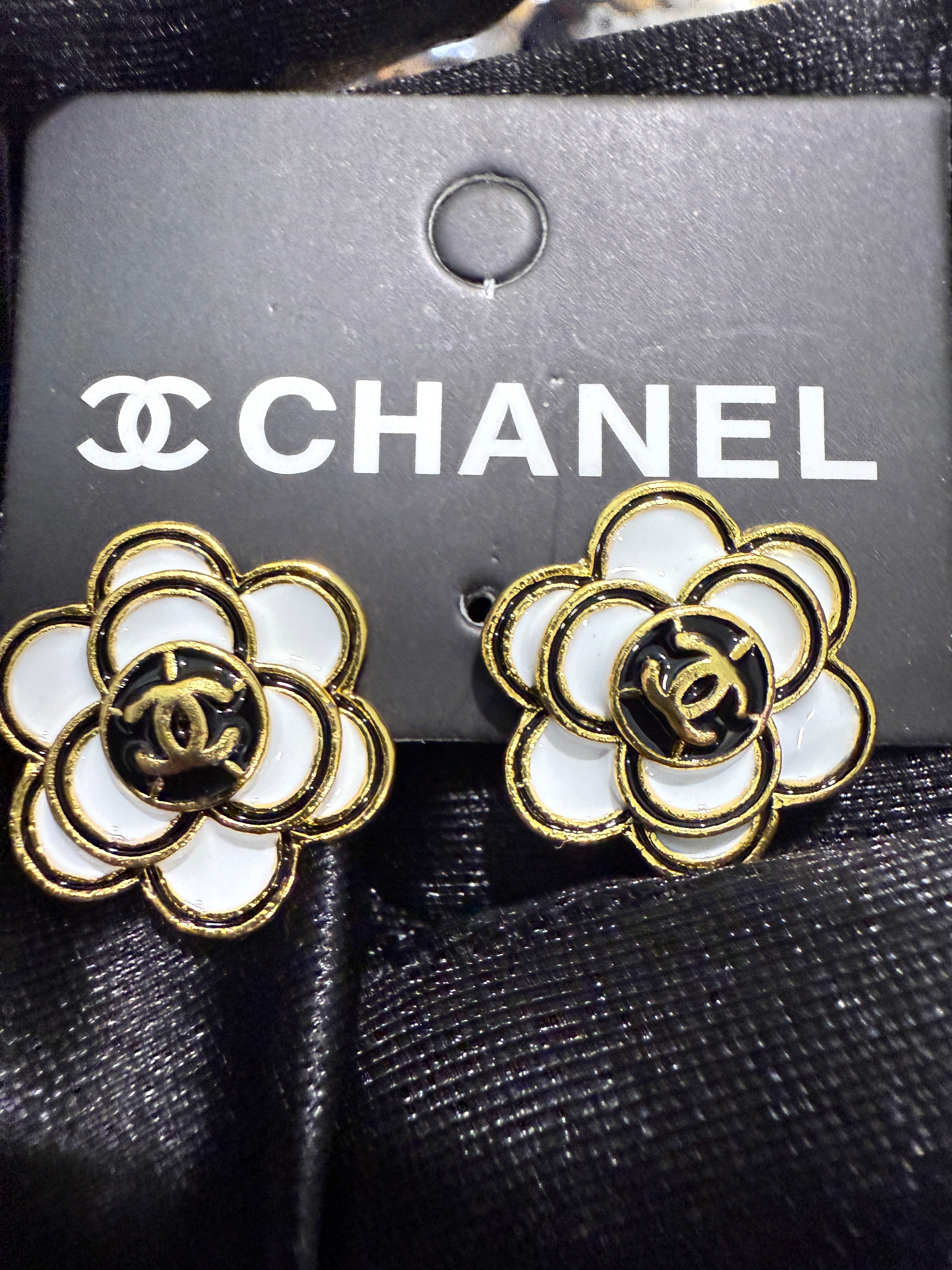 Flower “CC” Stud Earrings