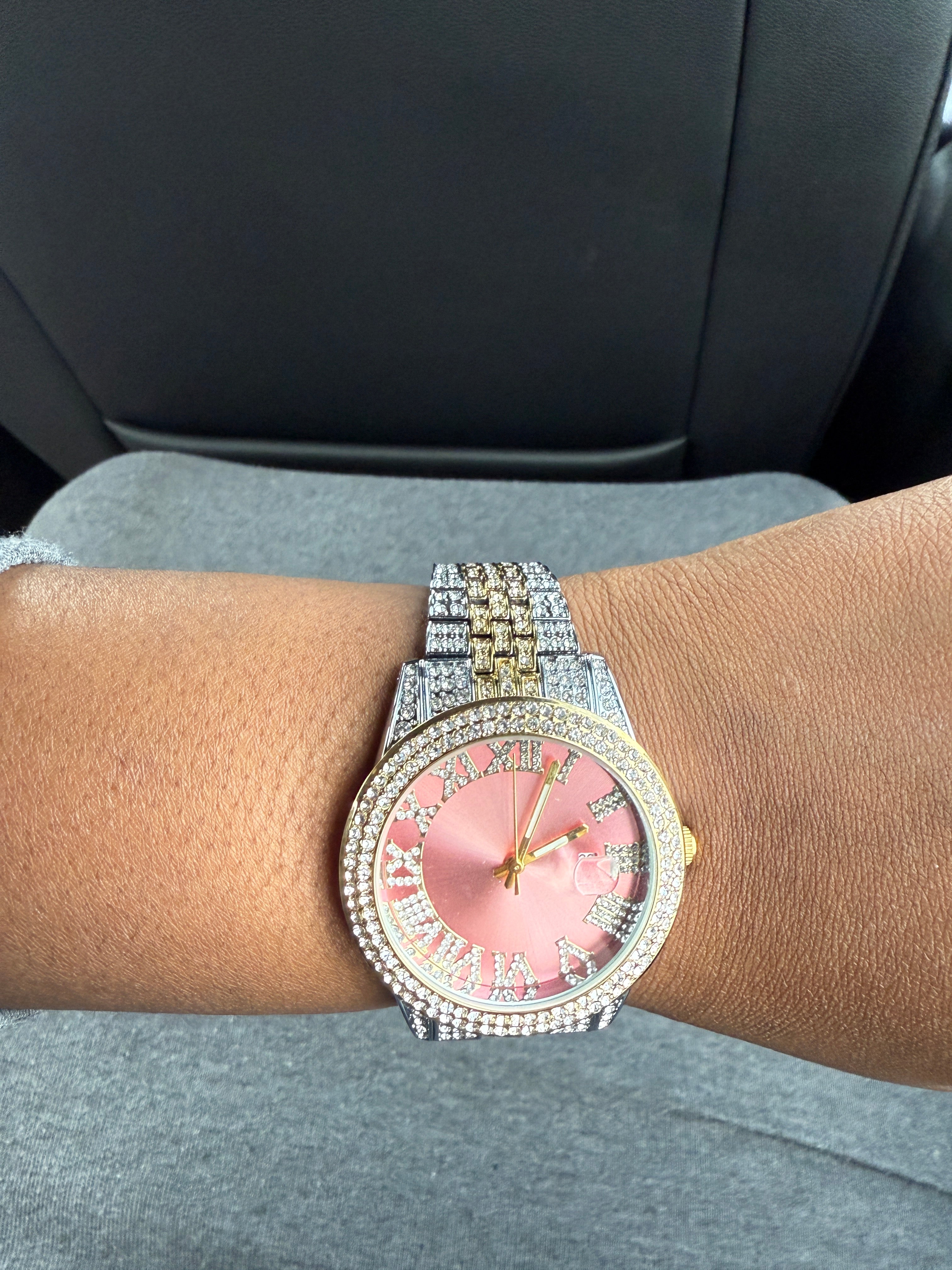 Diamond “Pink” Face Encrusted Watch
