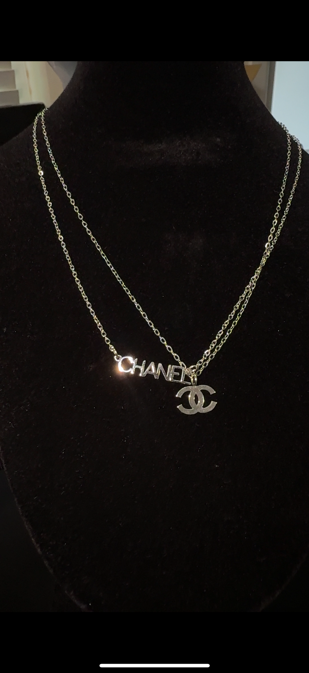 Small Silver “CC” Necklace