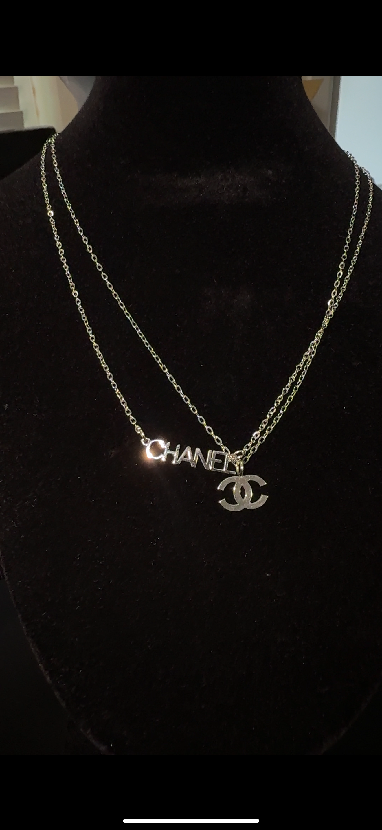 Small Silver “CC” Necklace