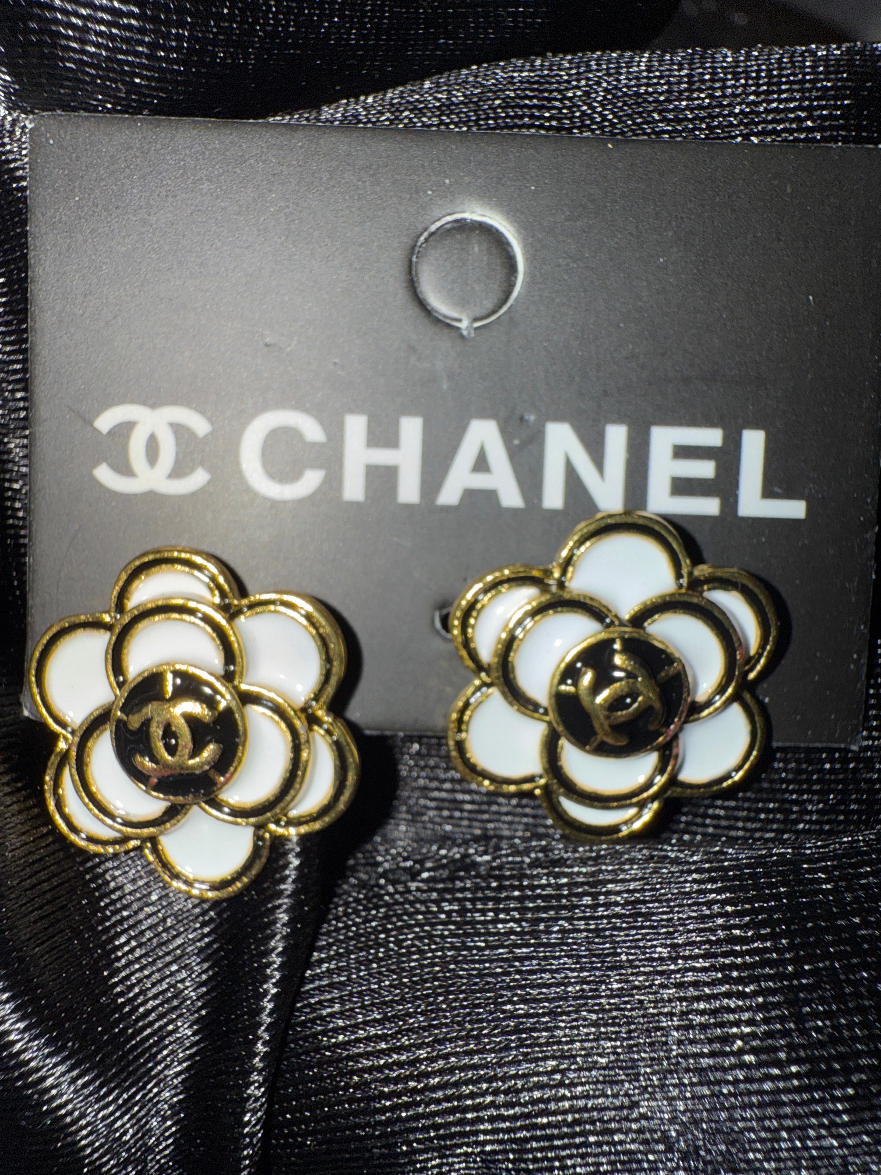 Flower “CC” Stud Earrings