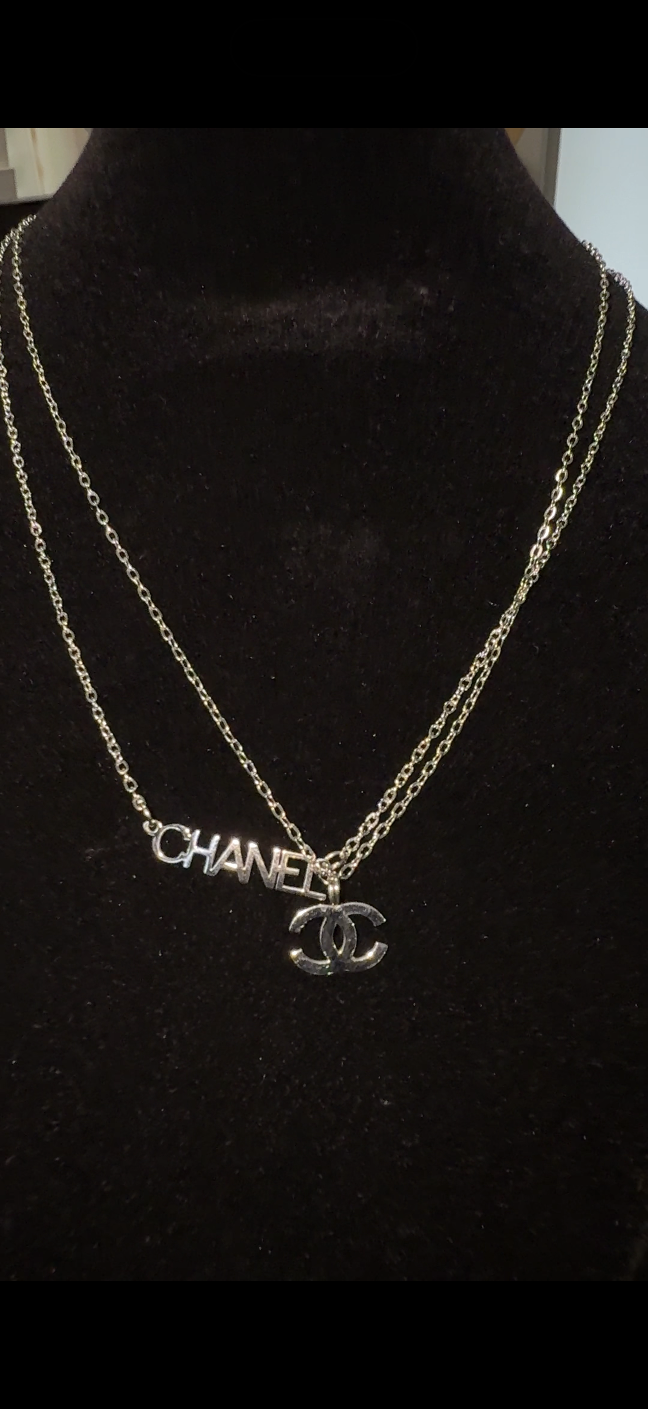 Small Silver “CC” Necklace