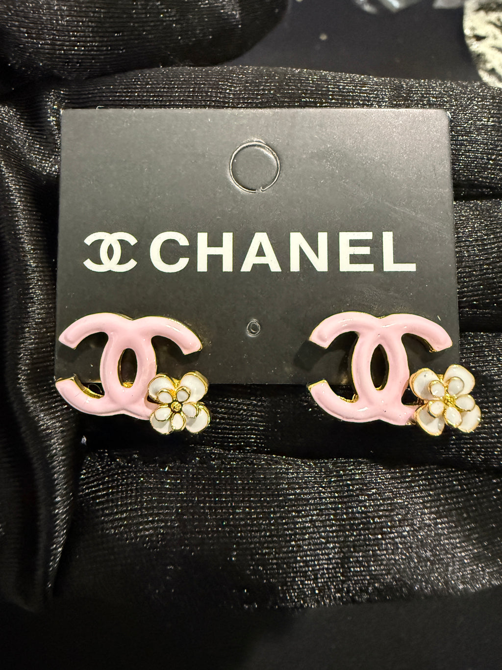 Soft Pink “CC” Spring Earrings