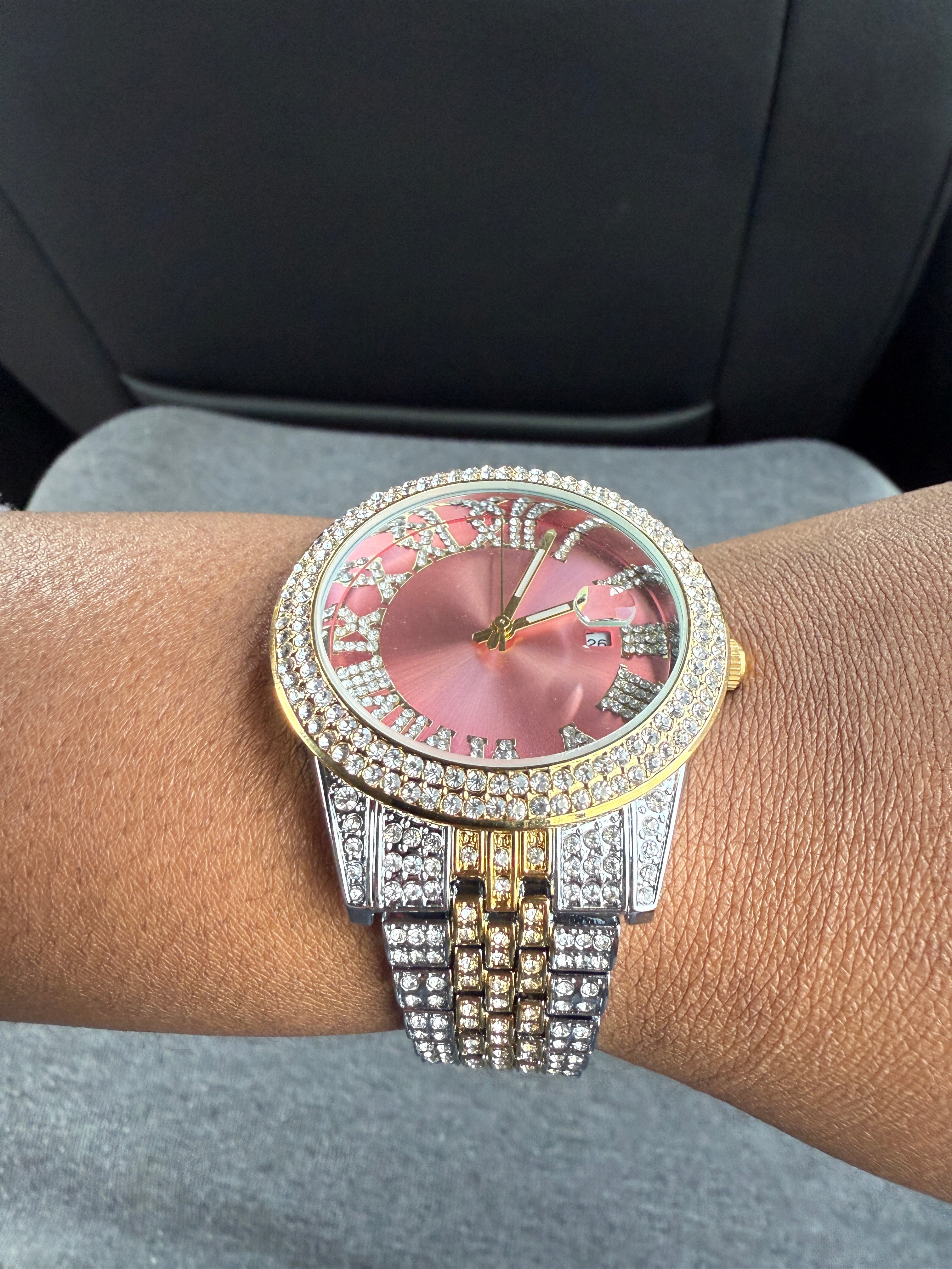 Diamond “Pink” Face Encrusted Watch