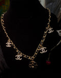 Noir Camellia Charm “CC” Necklace
