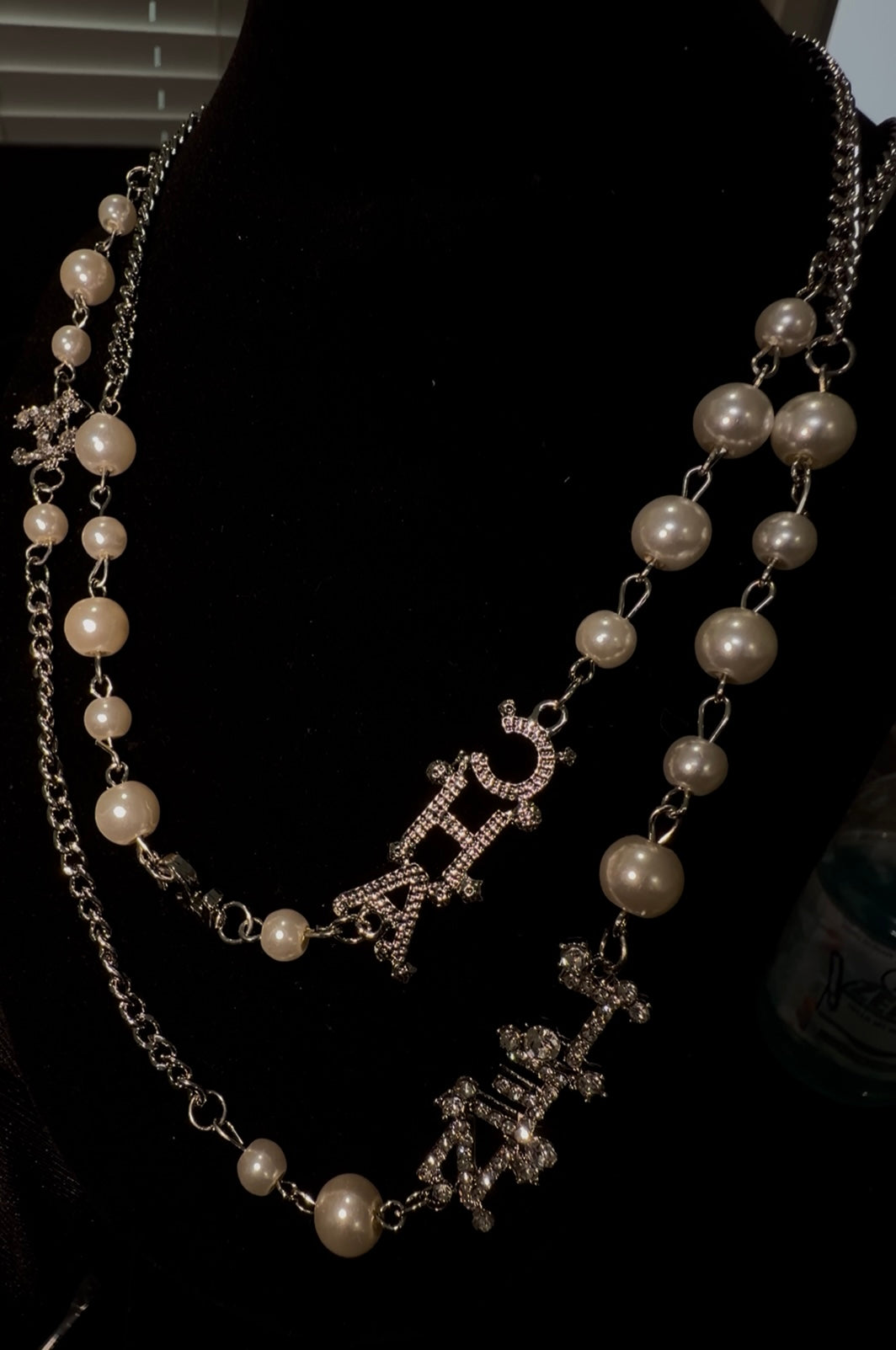 Pearl Charm “CC” Necklace