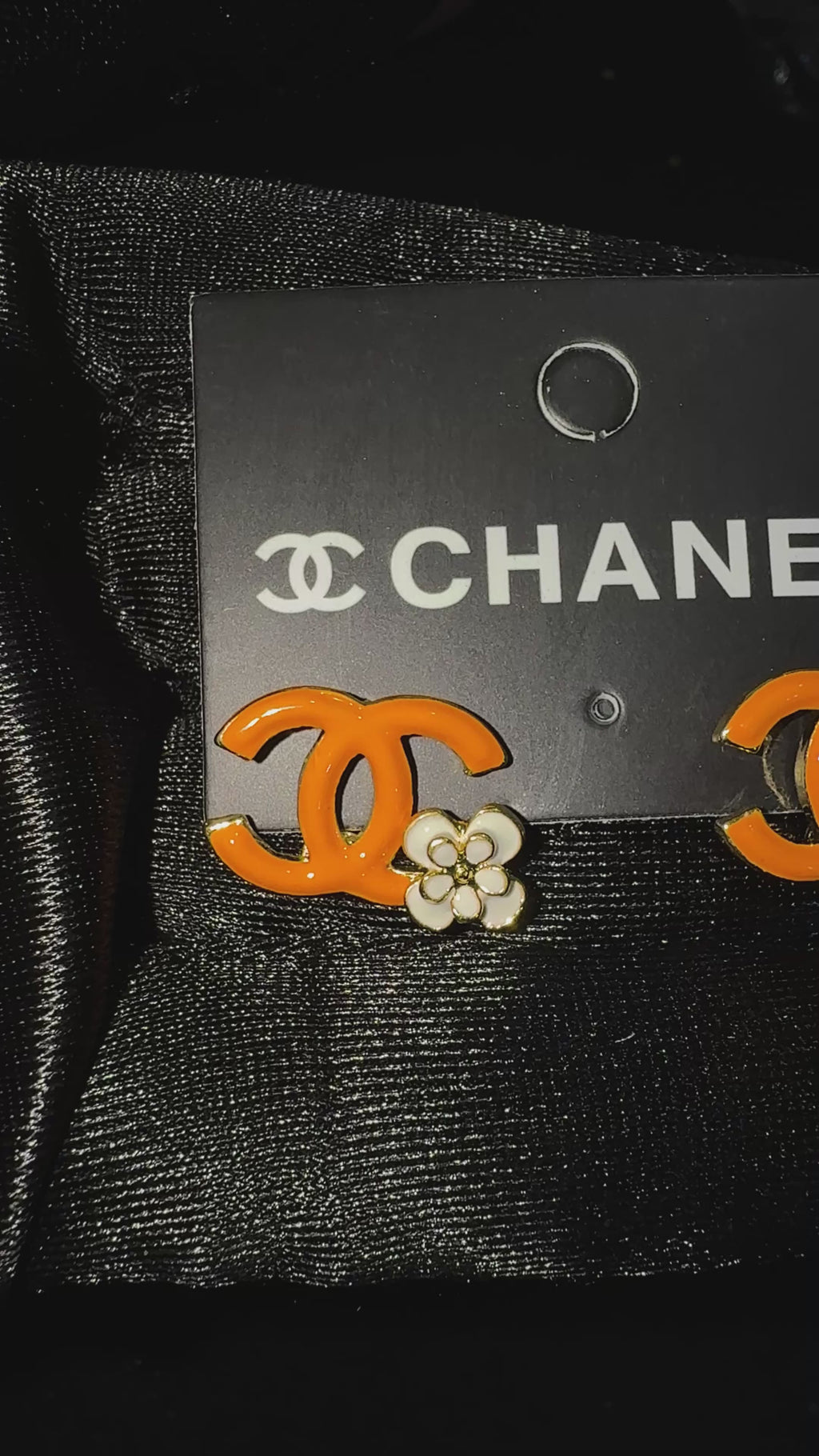 Orange “CC” Spring Earrings