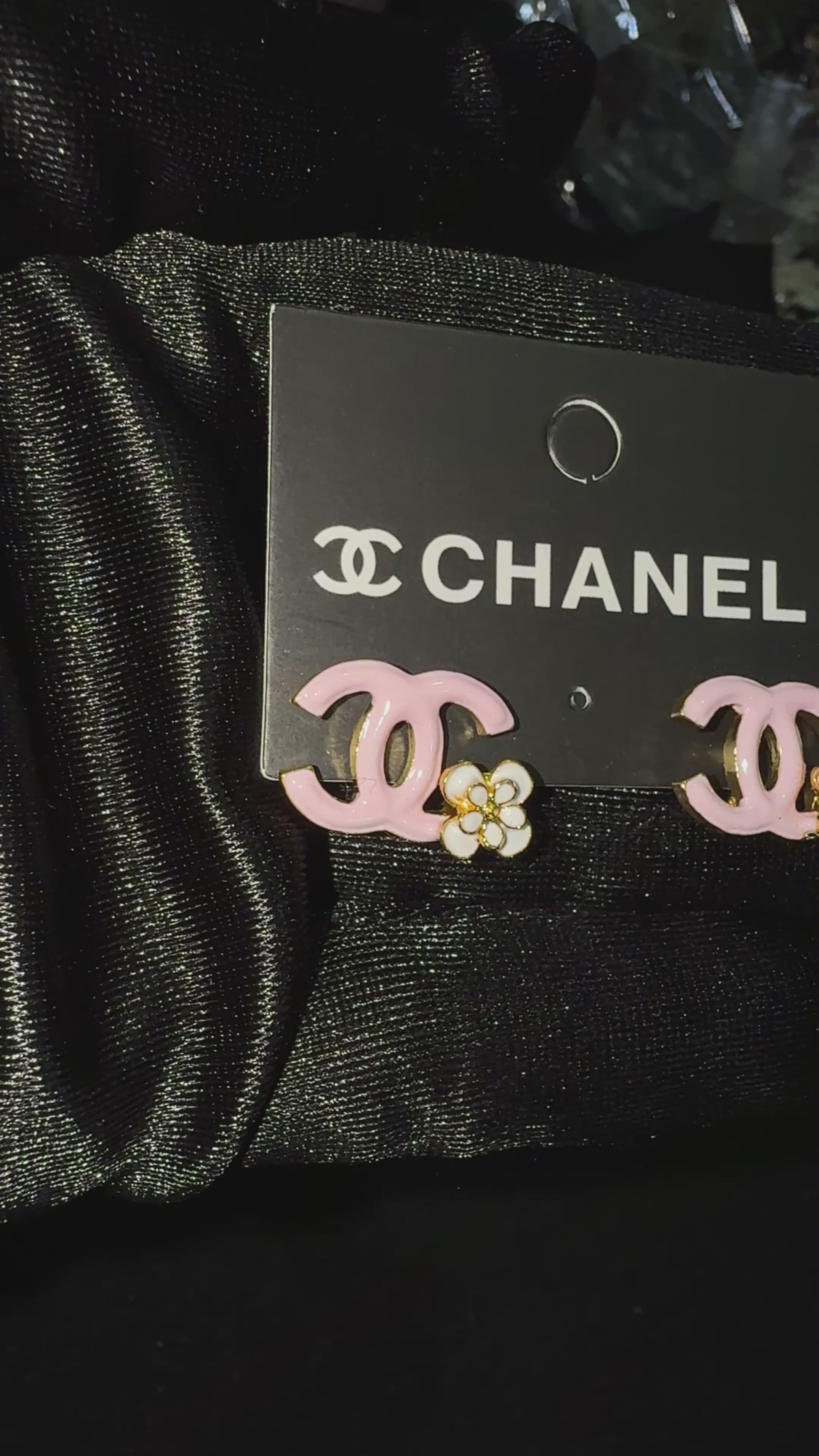 Soft Pink “CC” Spring Earrings